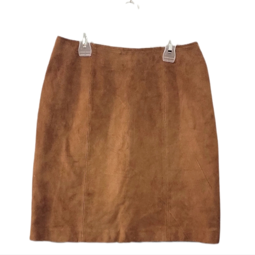 Vintage Suede Leather Chia A-Cut Womens Skirt -Suede leather